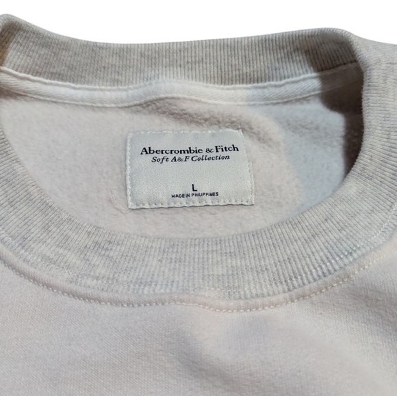 Abercrombie & Fitch Crop Patchwork Checkered Beige Cream Sweater Large - Picture 4 of 6